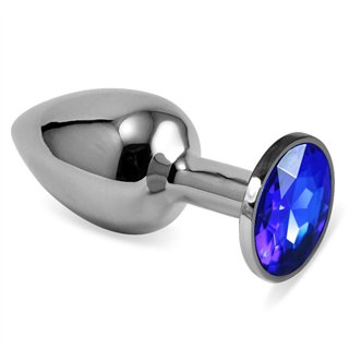 Butt Plug Silver Rosebud Classic with Darkblue Jewel Size S - LO-RO-SS-DK - Teknashop Ltd