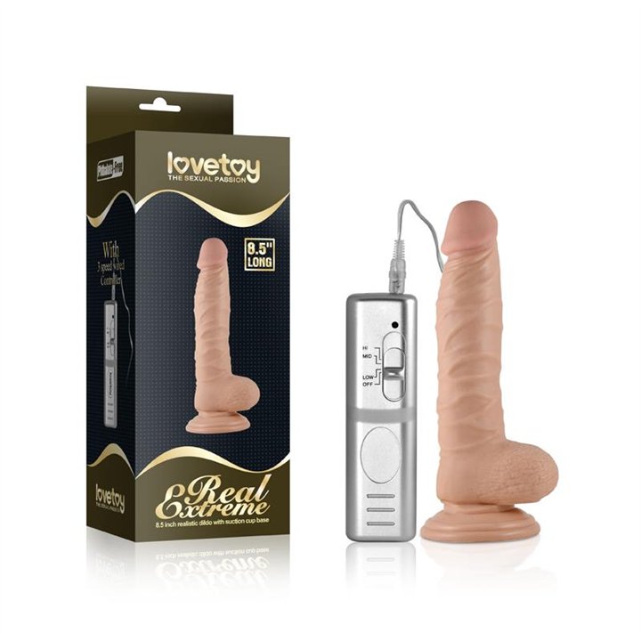 Dildo Real Extreme with Vibration 8.5 Flesh - LO-350041-1 - Teknashop Ltd