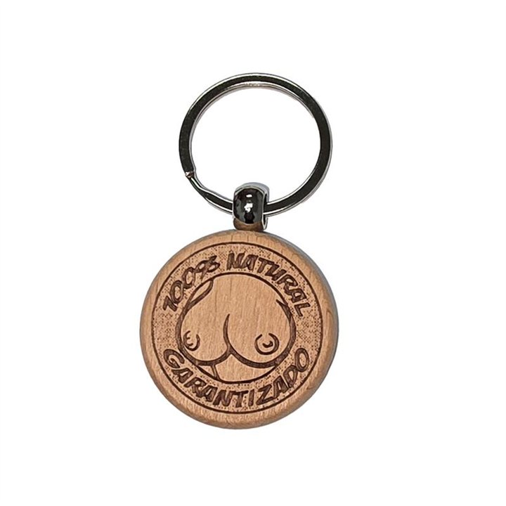 Breast Shaped Wooden Keychain - 8412345053399 - Teknashop Ltd