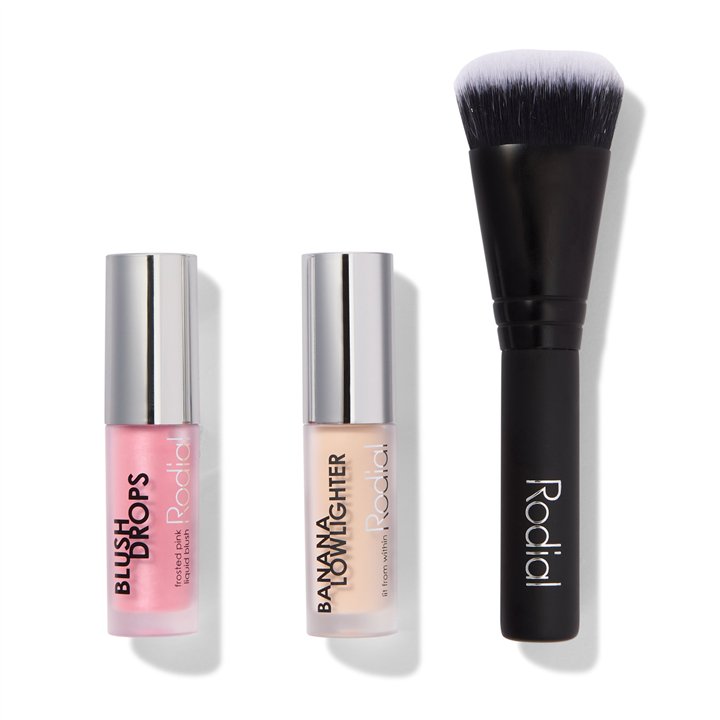 Xmas 2024 Set Rodial: Blush Drops, Radiant Finish, Liquid Blush, Frosted Pink, 15 ml + Banana Lowlighter, Illuminating, Liquid H