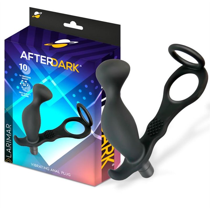 Larimar Vibrating Anal Plug with Penis and Testicles Ring - AD-516 - Teknashop Ltd
