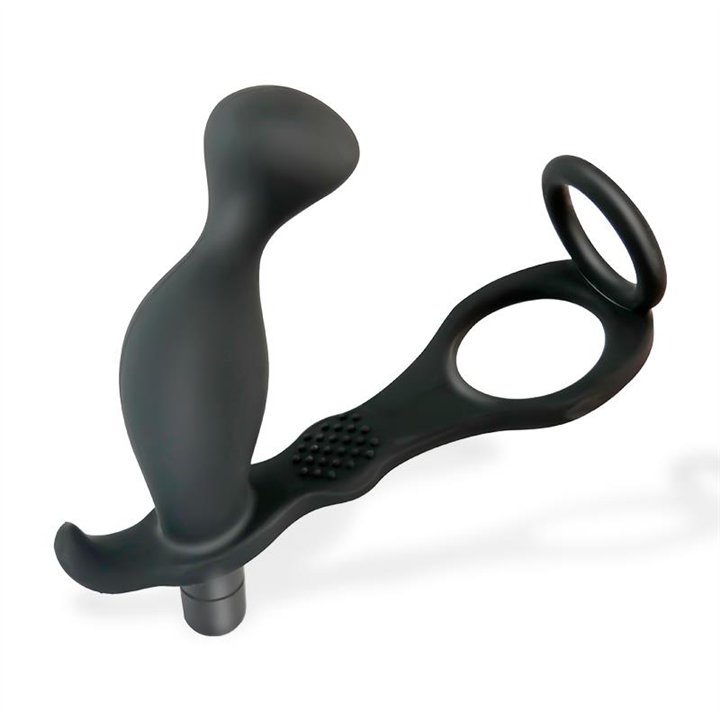Larimar Vibrating Anal Plug with Penis and Testicles Ring - AD-516 - Teknashop Ltd