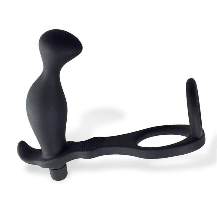 Larimar Vibrating Anal Plug with Penis and Testicles Ring - AD-516 - Teknashop Ltd