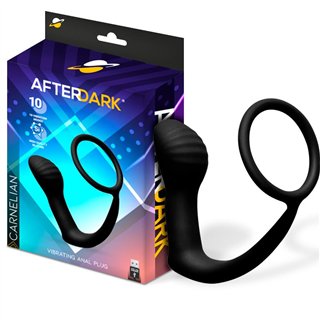 Carnelian Vibrating Anal Plug with Penis Ring - AD-517 - Teknashop Ltd