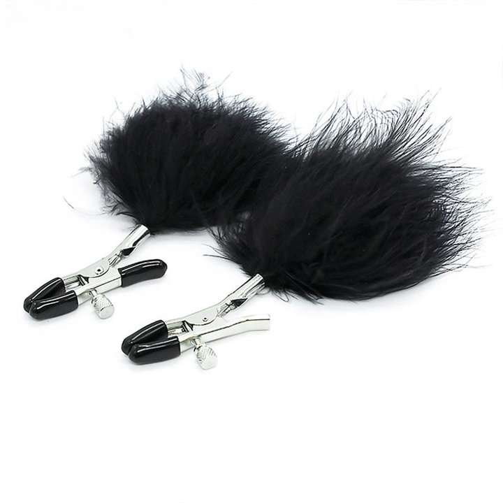 Nipple Clamps with Black Feather - 843658379645 - Teknashop Ltd