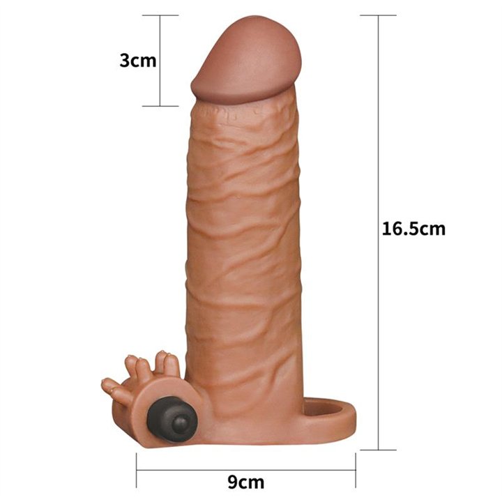 Penis Sleeve with Vibration Add 2 Pleasure X Tender Brown - LO-LV1061 - Teknashop Ltd