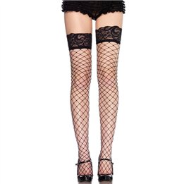 LEG AVENUE - FISHNET & BLACK LACE STOCKINGS - D-237706 - Teknashop Ltd