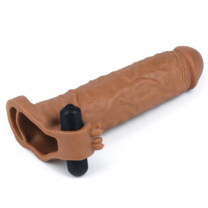 Penis Sleeve Pleasure X-Tender Brown Add 2  - LO-LV1064 - Teknashop Ltd