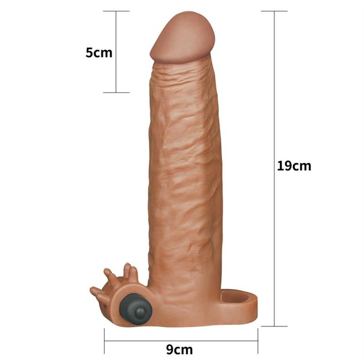 Penis Sleeve Pleasure X-Tender Brown Add 2  - LO-LV1064 - Teknashop Ltd