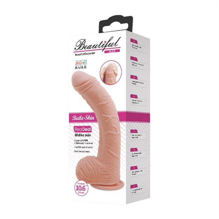 Alex Curved Dildo with Testicles G-Spot Suction Cup Flesh - BW-008037NR - Teknashop Ltd