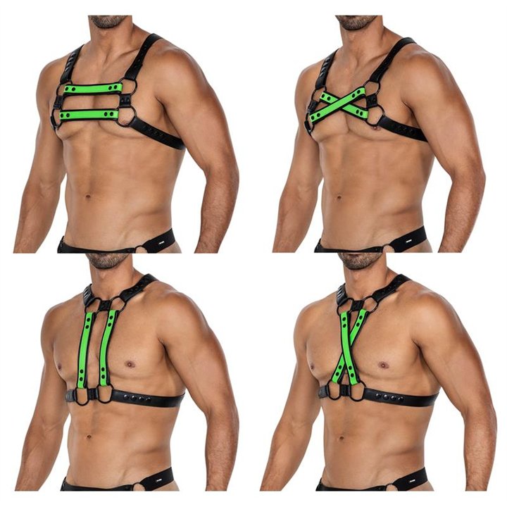 H4RNESS06 Chest Harness 4WAY Blazing Green One Size - 3701705100077 - Teknashop Ltd