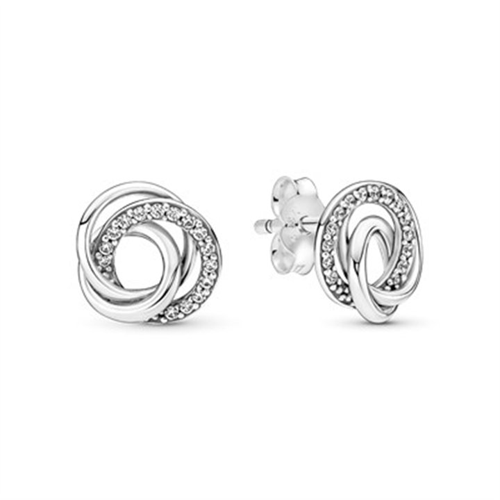 PANDORA Mod. FAMILY ALWAYS ENCIRCLED STUD EARRINGS - WW.291076C01 - Teknashop Ltd