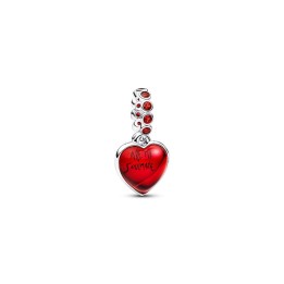 PANDORA CHARMS Mod. RED MURANO GLASS HEART DOUBLE DANGLE - WW.794429C01 - Teknashop Ltd