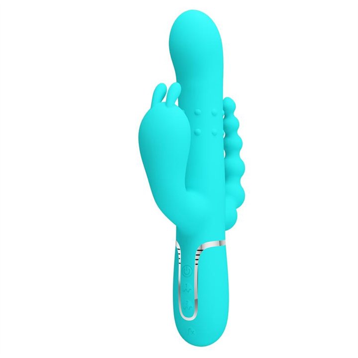 Cammy Tripple Rabbit Vibrator with Beads Turquoise - BW-500036-1 - Teknashop Ltd