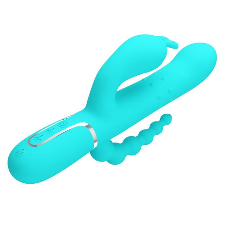 Cammy Tripple Rabbit Vibrator with Beads Turquoise - BW-500036-1 - Teknashop Ltd