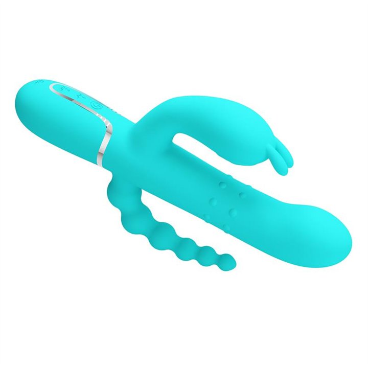Cammy Tripple Rabbit Vibrator with Beads Turquoise - BW-500036-1 - Teknashop Ltd