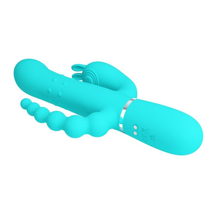 Cammy Tripple Rabbit Vibrator with Beads Turquoise - BW-500036-1 - Teknashop Ltd
