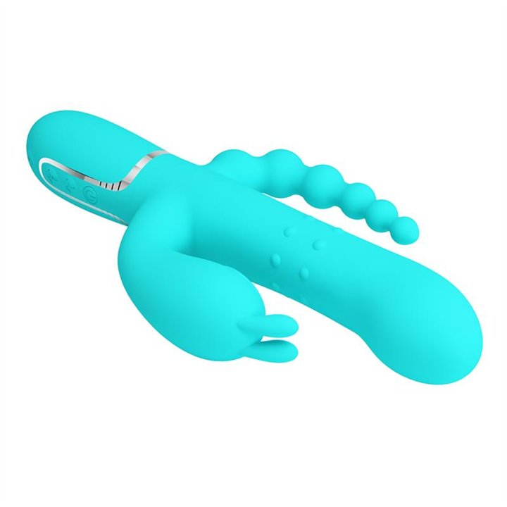 Cammy Tripple Rabbit Vibrator with Beads Turquoise - BW-500036-1 - Teknashop Ltd
