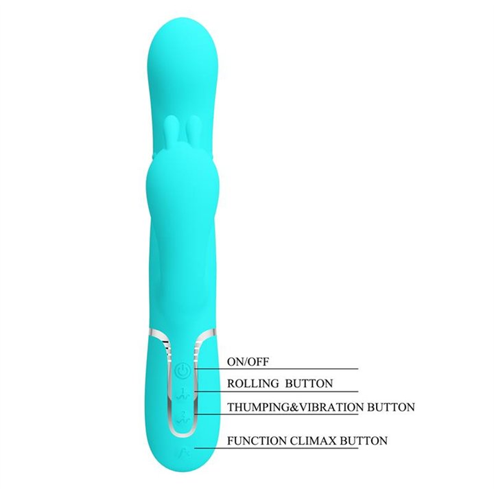 Cammy Tripple Rabbit Vibrator with Beads Turquoise - BW-500036-1 - Teknashop Ltd