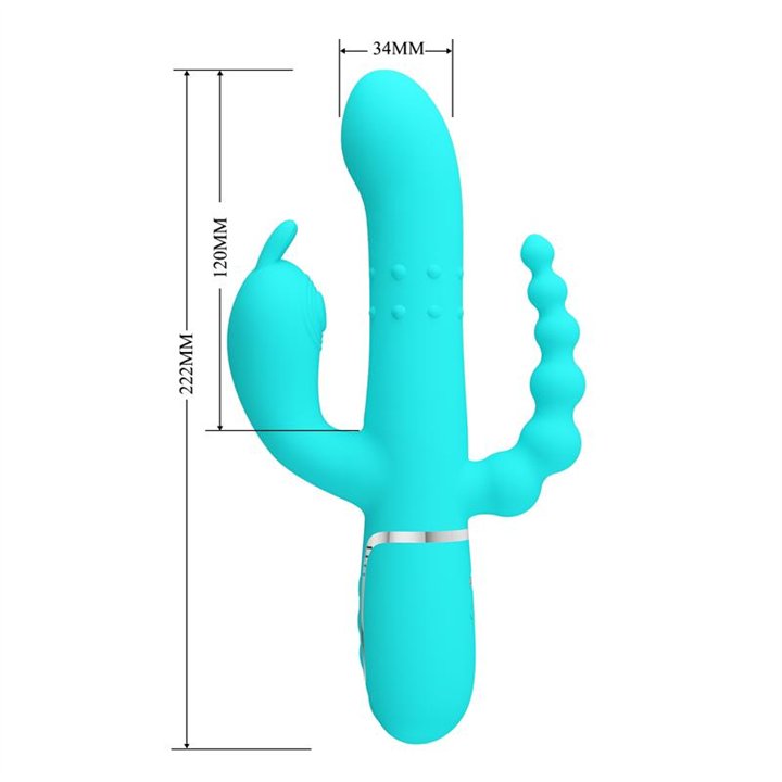Cammy Tripple Rabbit Vibrator with Beads Turquoise - BW-500036-1 - Teknashop Ltd