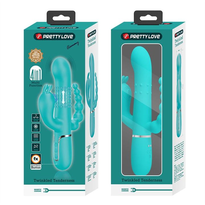 Cammy Tripple Rabbit Vibrator with Beads Turquoise - BW-500036-1 - Teknashop Ltd