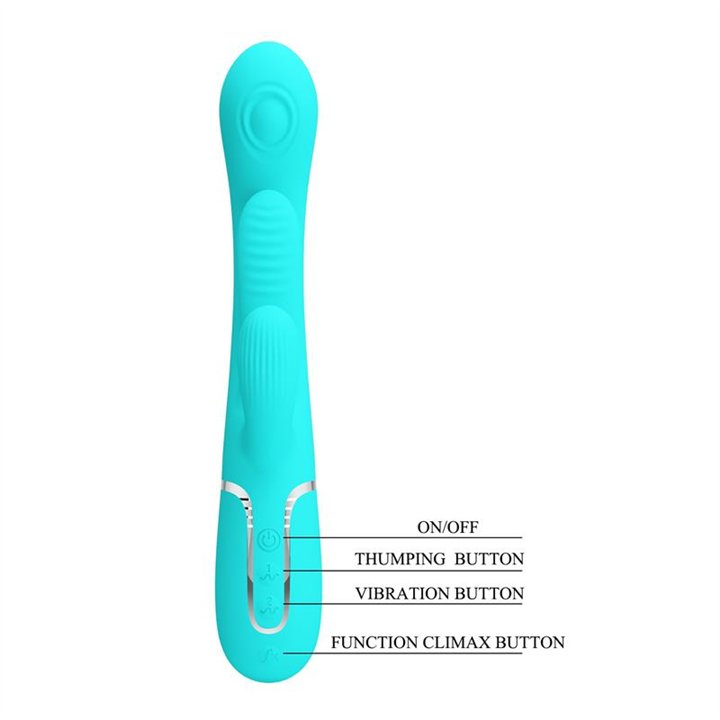 Shania Tripple Rabbit Vibrator Turquoise - BW-500041-1 - Teknashop Ltd