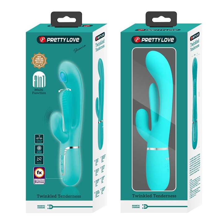Shania Tripple Rabbit Vibrator Turquoise - BW-500041-1 - Teknashop Ltd