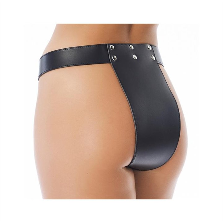 Leather Chastity Briefs with Padlocks - R7241.4 - Teknashop Ltd