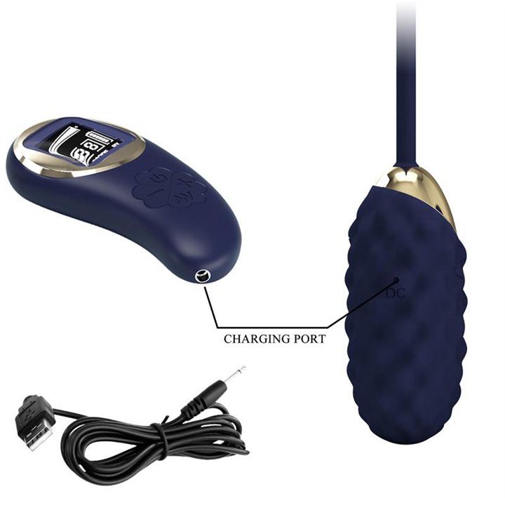 Vivian Vibrating Egg with Digital Screen Remote Control Blue - BI-300027W-LED - Teknashop Ltd
