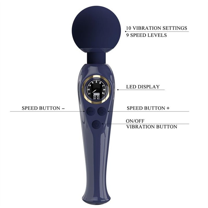 Skyler Massager Wand with Digital Screen Blue - BW-055016LED-1 - Teknashop Ltd