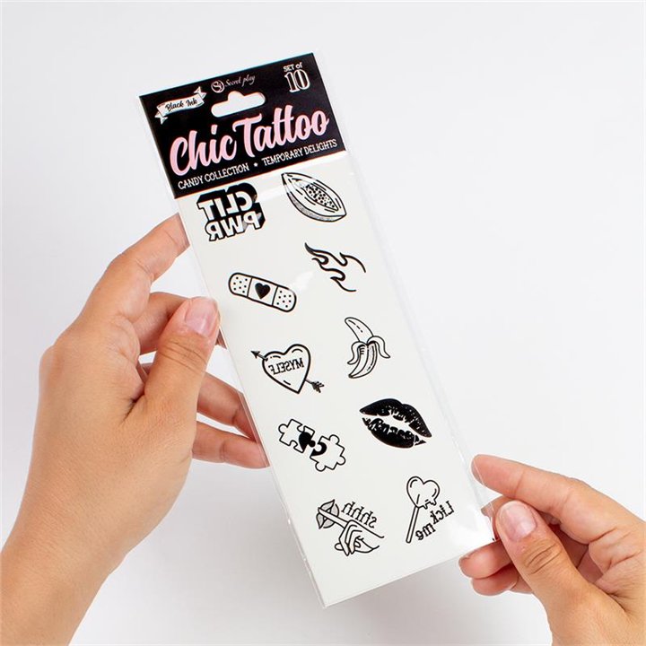 10 temporary Tattoos Candy Collection - F6258 - Teknashop Ltd