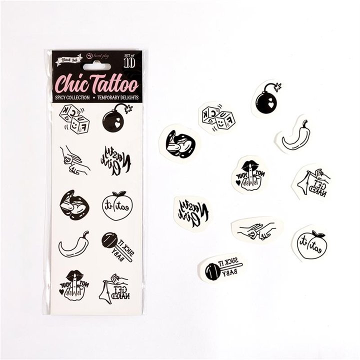 10 temporary tattoos Spicy Collection - F6259 - Teknashop Ltd