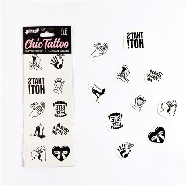 10 temporary tattoos Kinky Collection - F6260 - Teknashop Ltd