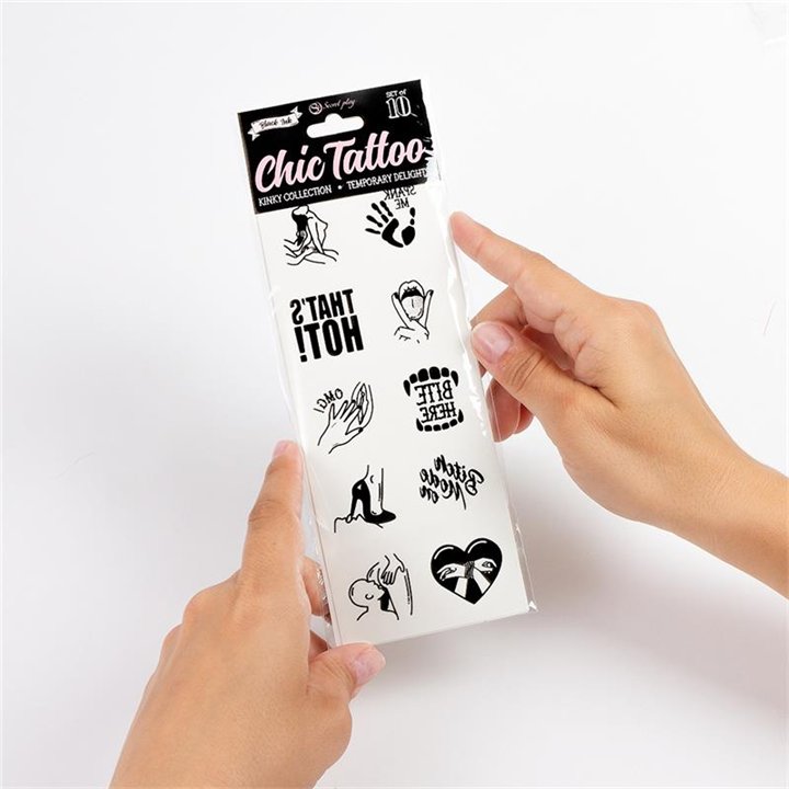 10 temporary tattoos Kinky Collection - F6260 - Teknashop Ltd