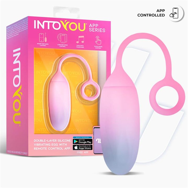 Vibrating Egg Double Layer Silicone with APP Blue/Pink - IN-234 - Teknashop Ltd