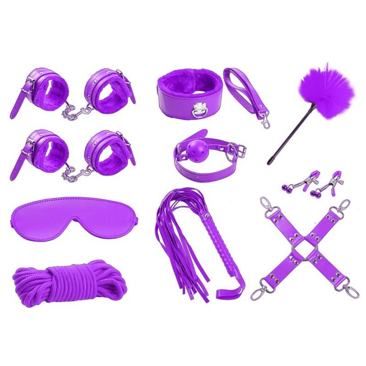 Bondage Set 10 Pieces Purple - IB-623 - Teknashop Ltd