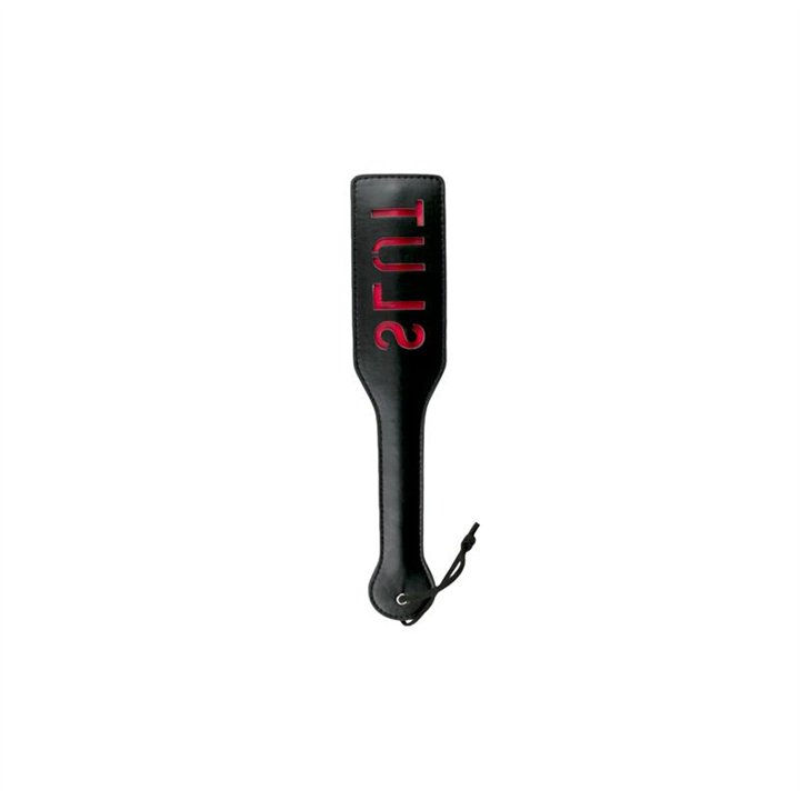 Black Leather Paddle - Slut - ET232BLK - Teknashop Ltd