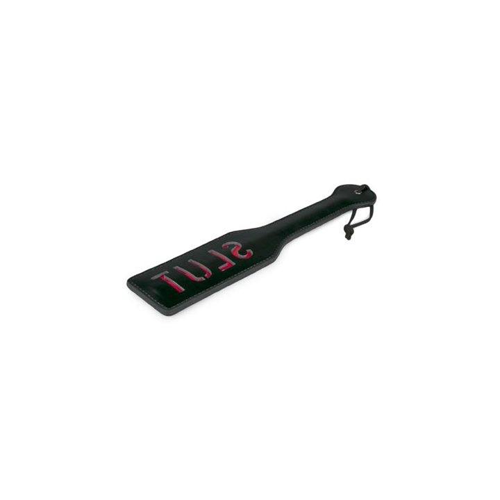 Black Leather Paddle - Slut - ET232BLK - Teknashop Ltd