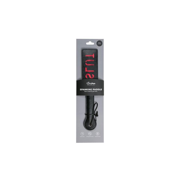 Black Leather Paddle - Slut - ET232BLK - Teknashop Ltd