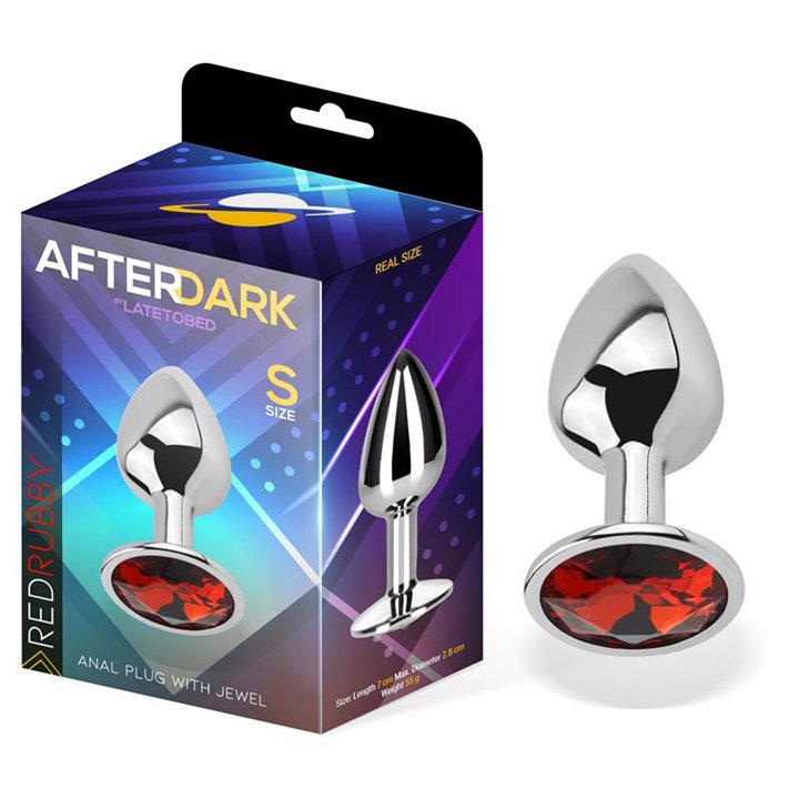 Butt Plug with Jewel Red Rubby Size S Aluminium - AD-294 - Teknashop Ltd
