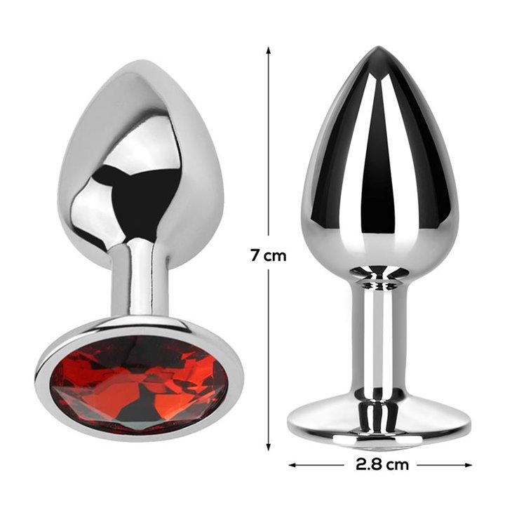 Butt Plug with Jewel Red Rubby Size S Aluminium - AD-294 - Teknashop Ltd