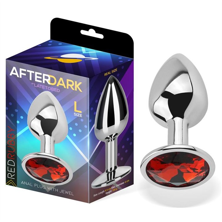 Butt Plug with Jewel Red Rubby Size L Aluminium - AD-292 - Teknashop Ltd