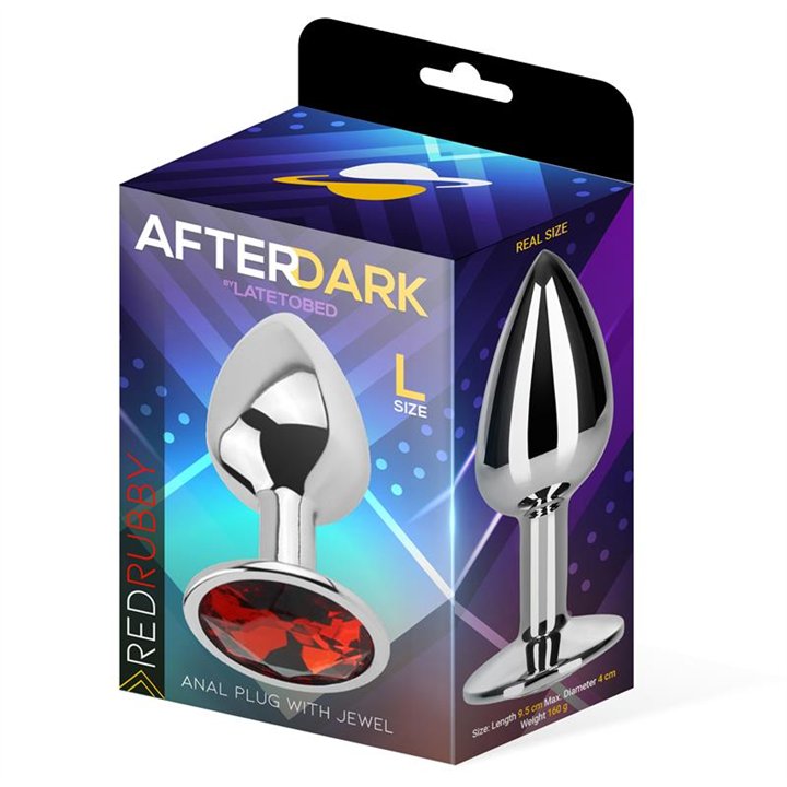 Butt Plug with Jewel Red Rubby Size L Aluminium - AD-292 - Teknashop Ltd