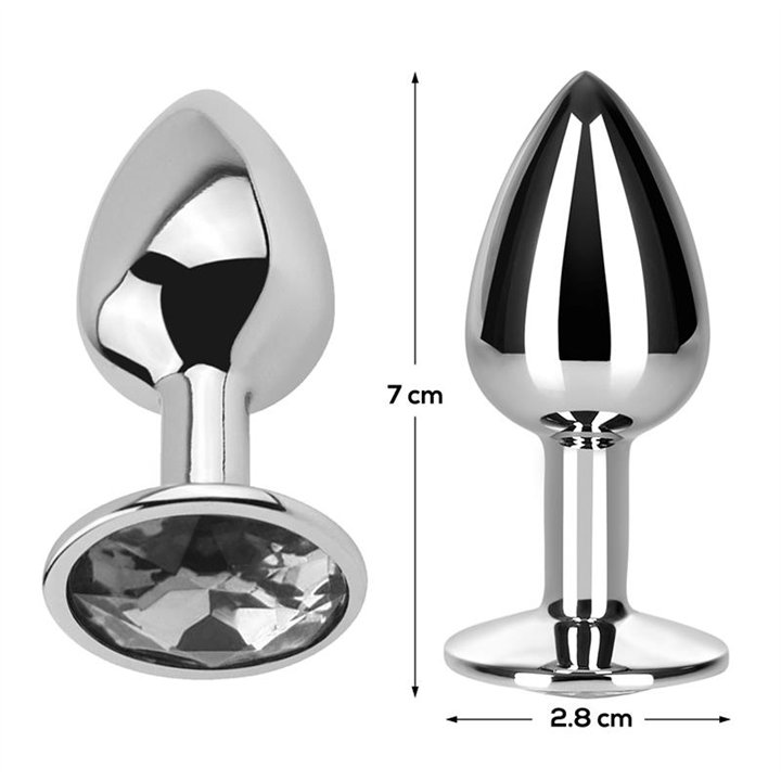 Butt Plug with Jewel Diamond White Size S Aluminium - AD-288 - Teknashop Ltd