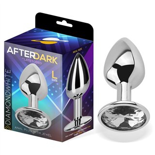 Butt Plug with Jewel White Diamond White Size L Aluminium - AD-286 - Teknashop Ltd