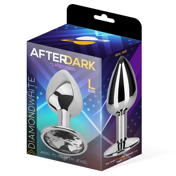 Butt Plug with Jewel White Diamond White Size L Aluminium - AD-286 - Teknashop Ltd