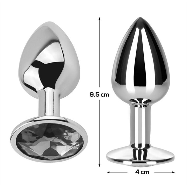 Butt Plug with Jewel White Diamond White Size L Aluminium - AD-286 - Teknashop Ltd