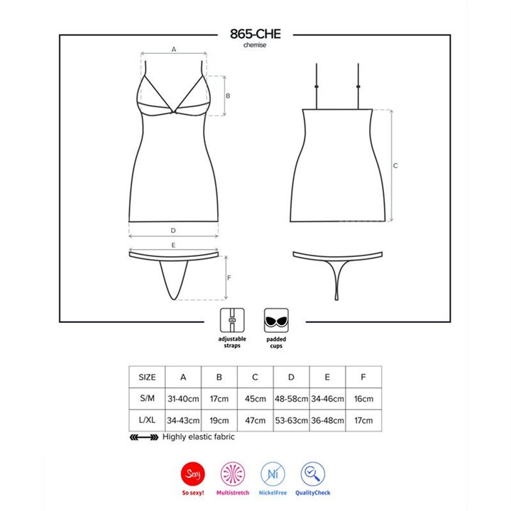 865-CHE-1 Chemise and Thong Black - OB-9416 - Teknashop Ltd