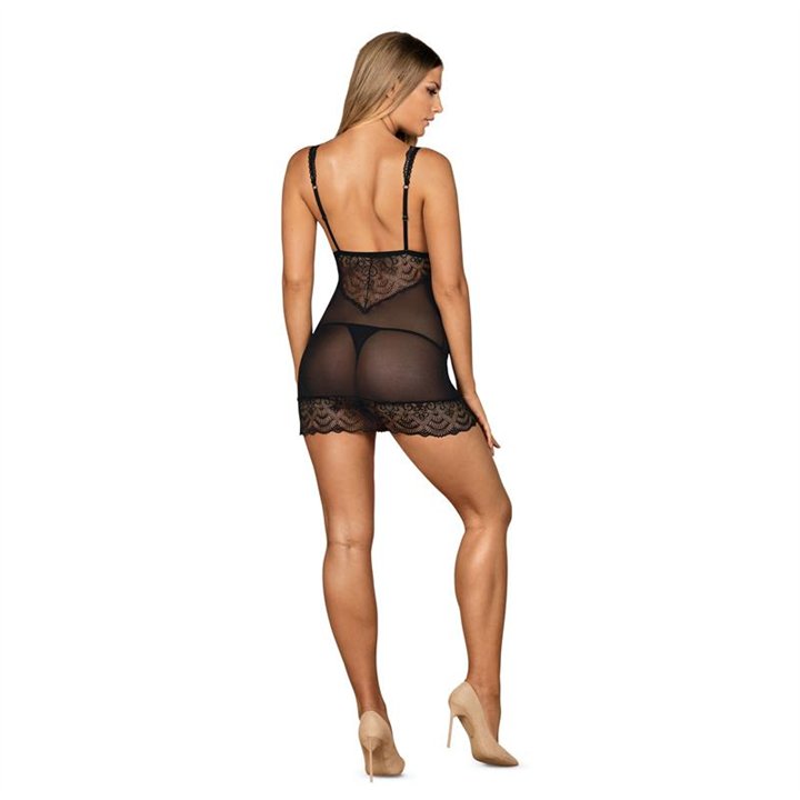 Firella Negligee with Thong Black - 5901688228067 - Teknashop Ltd
