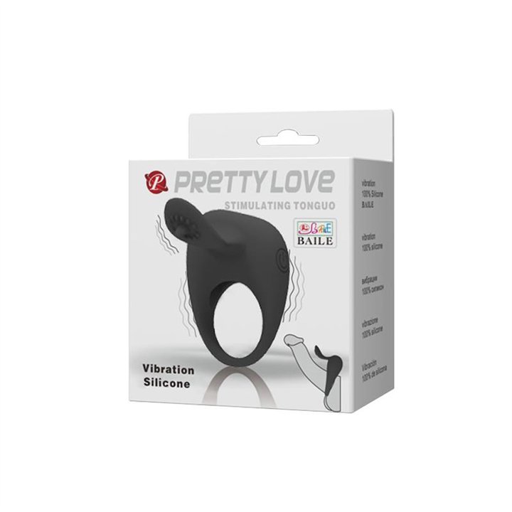 Pretty Love Anillo Vibrador Tonguo Negro - BI-210135 - Teknashop Ltd